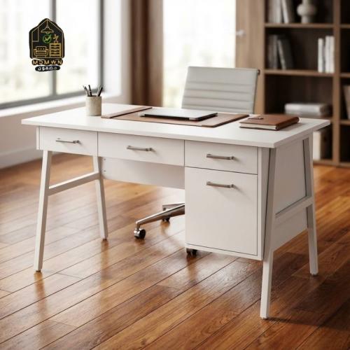 مكتب مكتبي أبيض مع أدراج 120سم