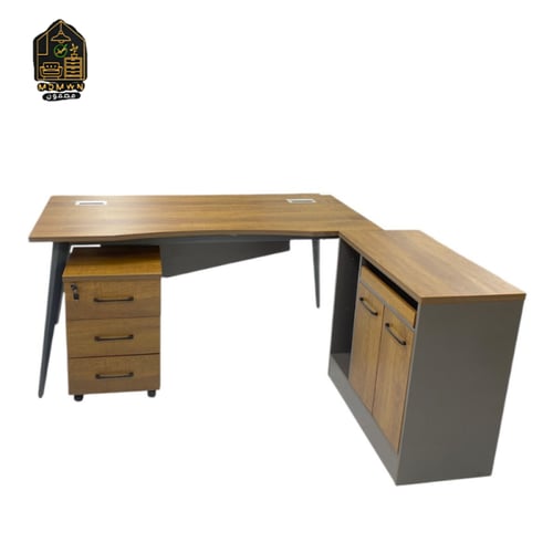 مكتب زاوية عصري مع دروج ورفوف متعدد المقاسات