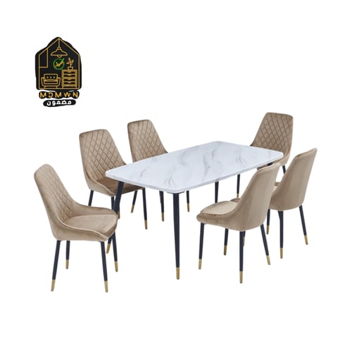 طاولة طعام رخام ابيض واسود