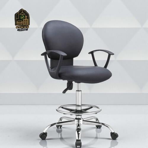 كرسي مختبر أو رسم عالي دوار بمقعد جلد