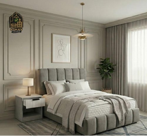سرير عصري مبطن قاخر