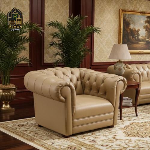 كنبة جلد مفردة بتصميم انيق