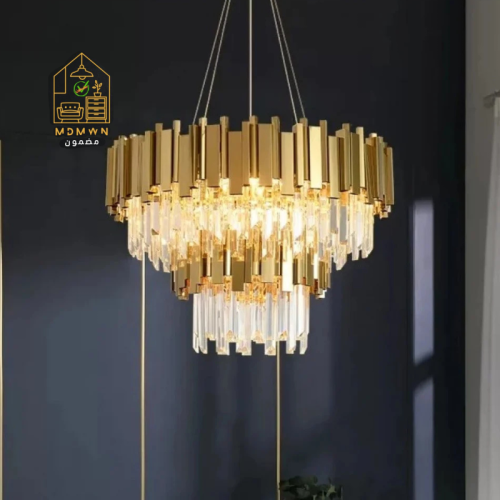 ثريا كريستال المنيوم ذهبي دورين 80سم*40سم