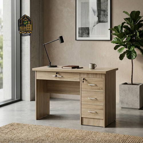 Practical wooden work desk, available in various colors and sizes.
