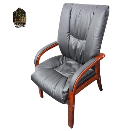 كرسي ضيوف ثابت بجلد أسود