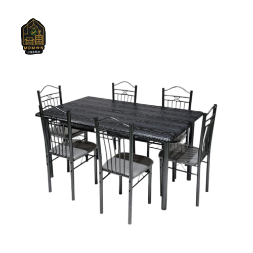 طقم طاولة طعام مع 6 كراسي معدنية