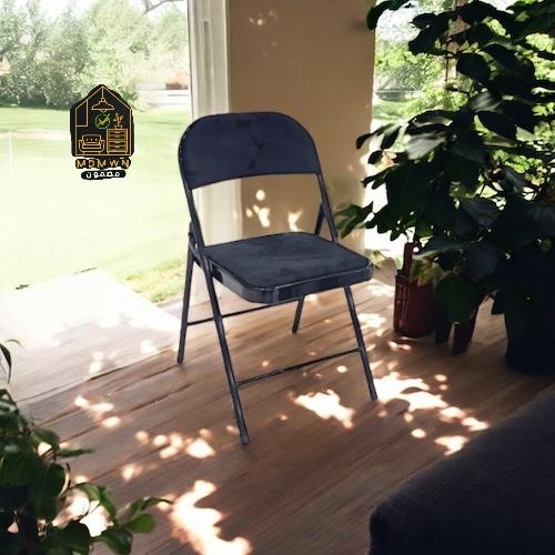 كرسي حديد قابل للطي بتنجيد مخملي فاخر