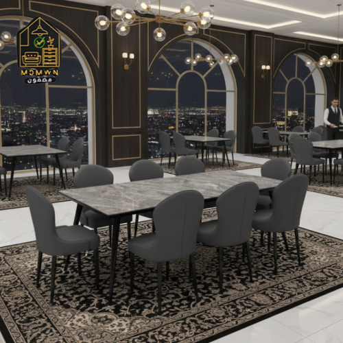 طقم سفرة رخامية رمادية – نفرين