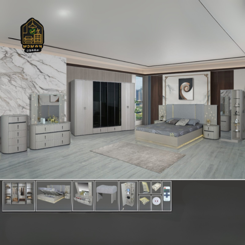 غرفة نوم "غرايس الفندقية" – فخامة رمادية بطابع راق...