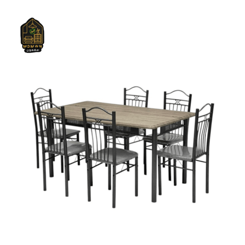 طقم طاولة طعام مع 6 كراسي معدنية