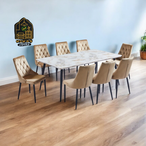 طاولة طعام خشب بيج 8+1