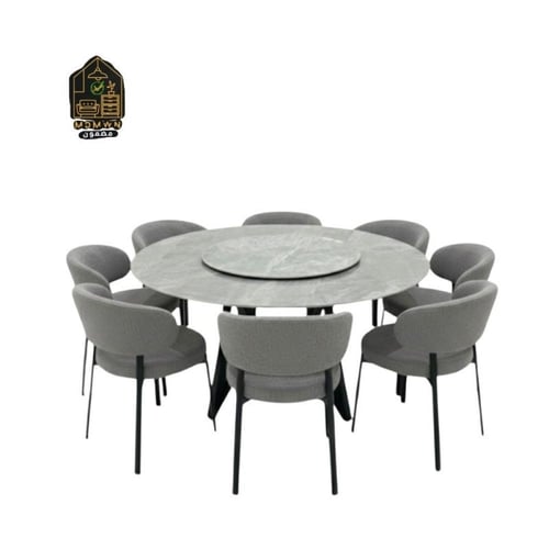 سفرة طعام دائرية سيراميك مع كراسي