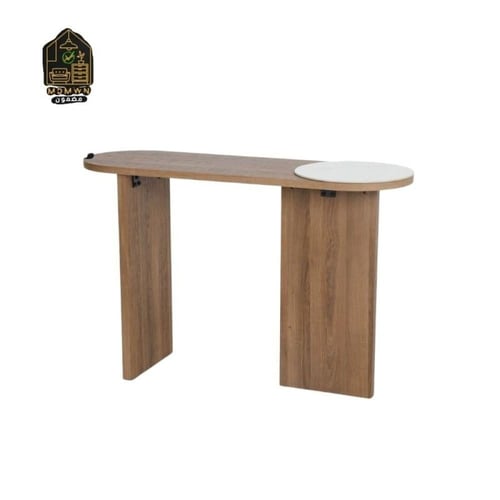 مدخل كونسول خشب بني مع قطعة سيراميك