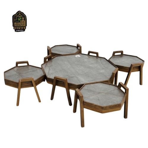 طقم طاولات تقديم ثمانية أضلاع بتصميم راقٍ - بألوان...