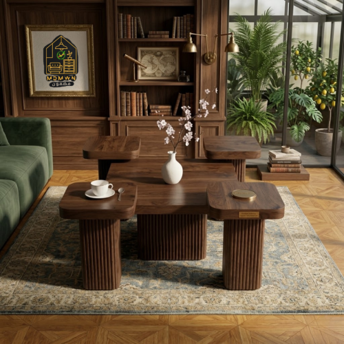 طاولة قهوة خشبية ذات تصميم عصري ومميز