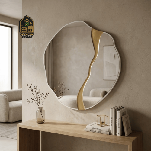 مرآة جدارية بتصميم انسيابي مقاسات متعدده