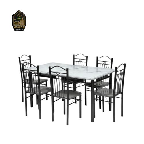طقم طاولة طعام مع 6 كراسي معدنية