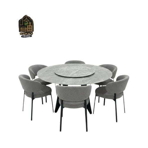 سفرة طعام دائرية سيراميك مع كراسي