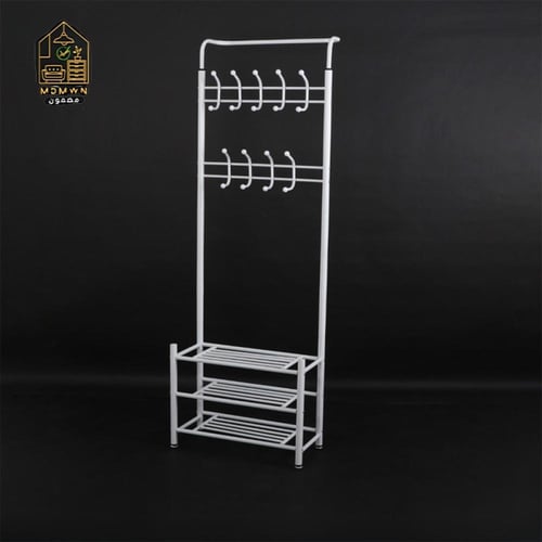 علاقة ملابس مزودة بأرفف مقاس 64 سم لون أسود