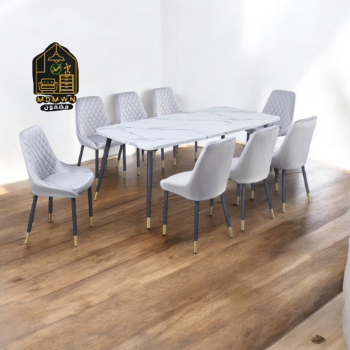 طاولة طعام رخام ابيض 8+1