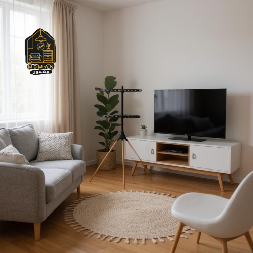 حامل تلفزيون مع قاعدة خشبية