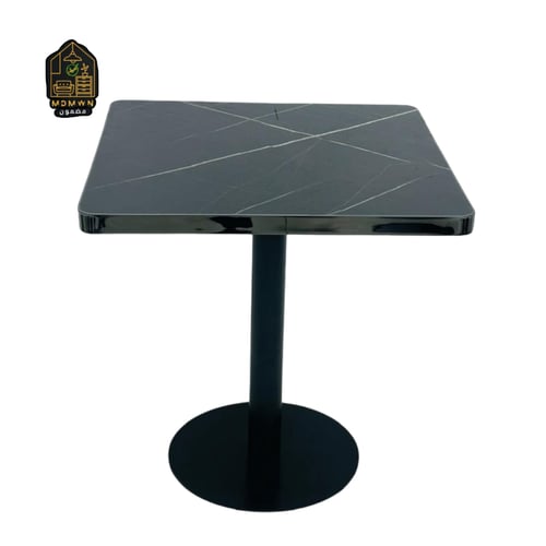 طاولة مقهى مربعة بقاعدة حديد وتصميم رخامي فاخر