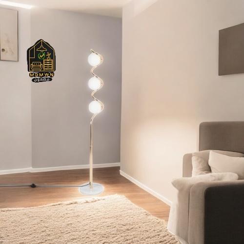 مصباح أرضي بتصميم لولبي نحاسي حلزوني الشكل 3 مصابي...