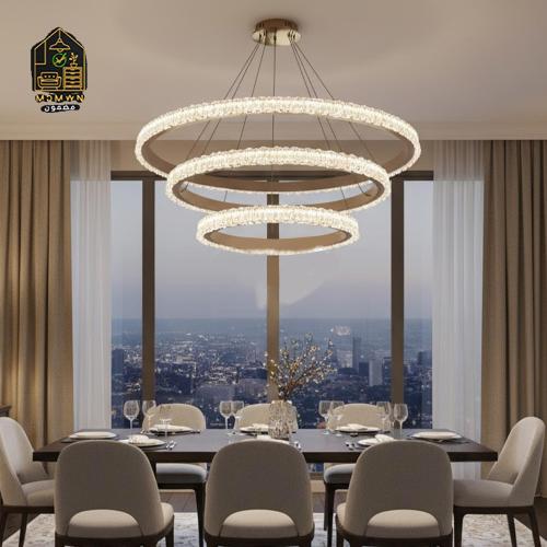 ثريا كريستال دائرية متدرجة ثلاثية فخامة مودرن