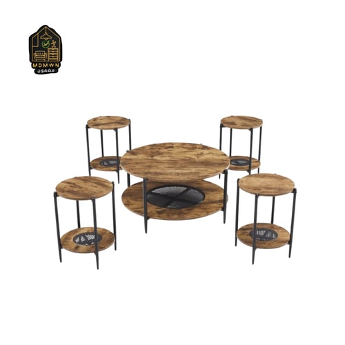 طاولة جانبية خشبية متعددة الألوان بتصميم شبكي أنيق