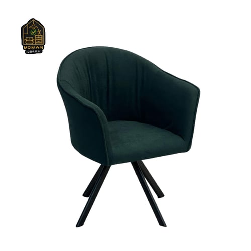 كرسي قماشي دوّار بظهر مريح وقاعدة حديد بتصميم عصري