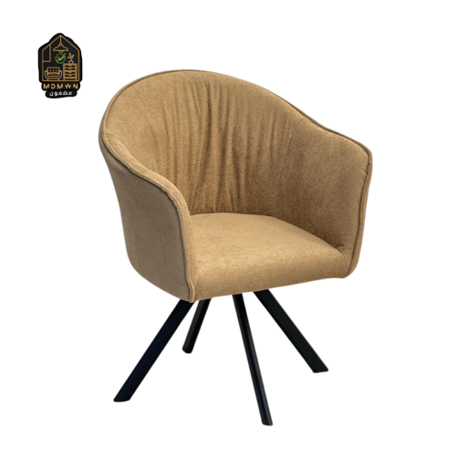 كرسي قماشي دوّار بظهر مريح وقاعدة حديد بتصميم عصري