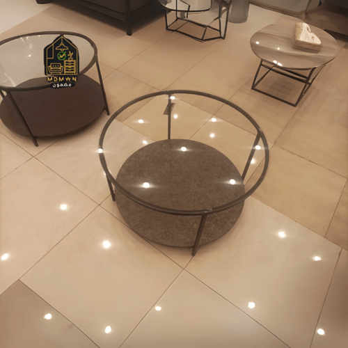 طاولة دورين مفردة دائرية رمادي فاتح