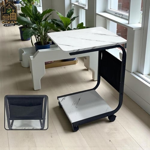 عربية خدمة خشبية بإطار حديدي وجيب خلفي