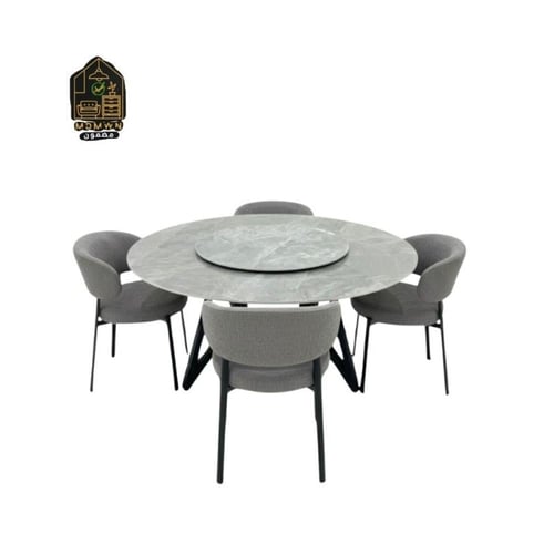 سفرة طعام دائرية سيراميك مع كراسي