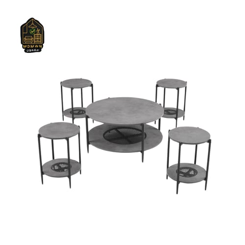 طاولة جانبية خشبية متعددة الألوان بتصميم شبكي أنيق