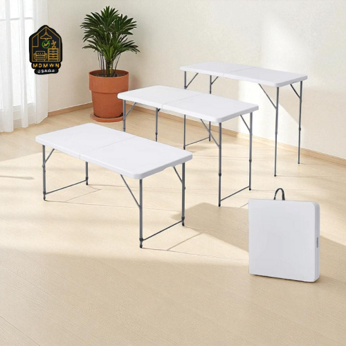 طاولة الارتفاعات الثلاثة – طي، خفة، وتعديل على مزا...