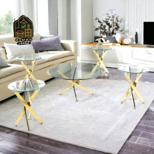 طقم استيل فضي وذهبي