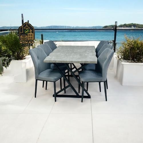 طقم طاولة طعام خشبي فاخر مع 6 كراسي تنجيد فاخر بأل...