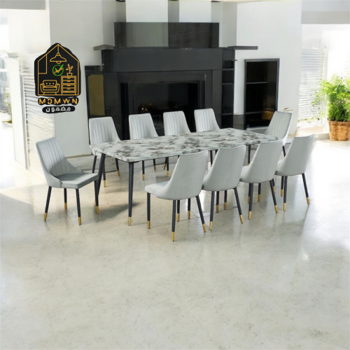 طاولة طعام رخام رمادي و اسود