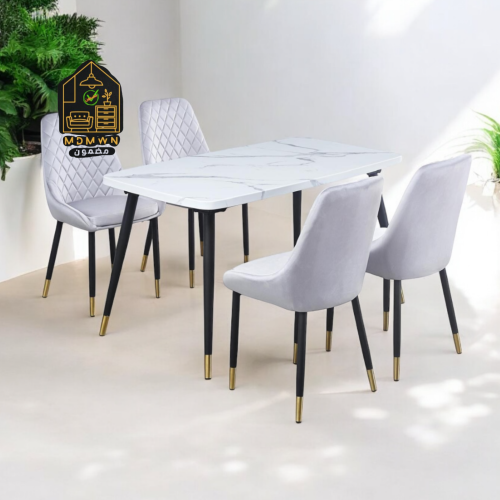 طاولة طعام رخام ابيض و رمادي