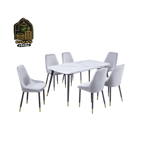 طاولة طعام رخام ابيض واسود