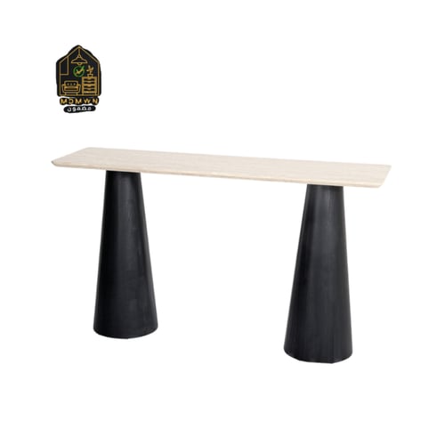 مدخل عصري باللون الأسود قاعدة خشب