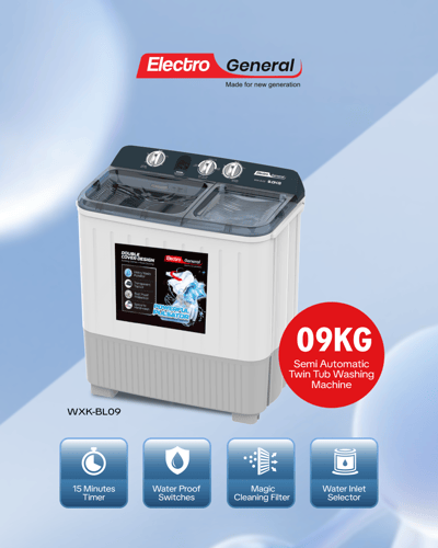 9KG TWIN TUB WASHING MACHINE – WXK-BL09