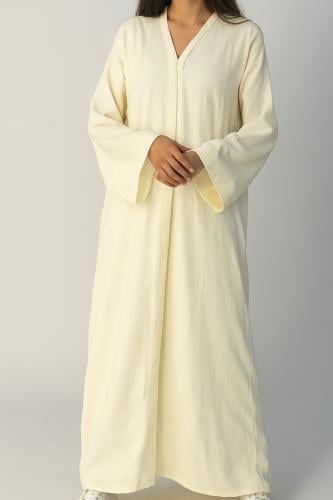 Butter Yellow Linen Abaya