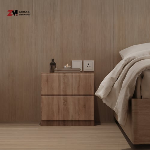 طاولة سرير جانبية بدرجين من زاد المعمار - متعددة ا...