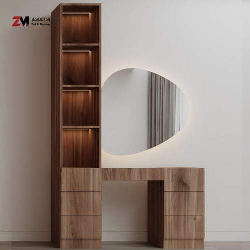 تسريحة بسبعة ادراج و ارفف جانبية