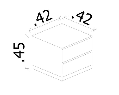 Wooden 2-Drawer Storage Unit with Golden Handle -...