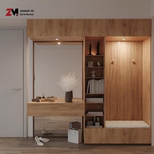 مدخل جداري مع مكتبة