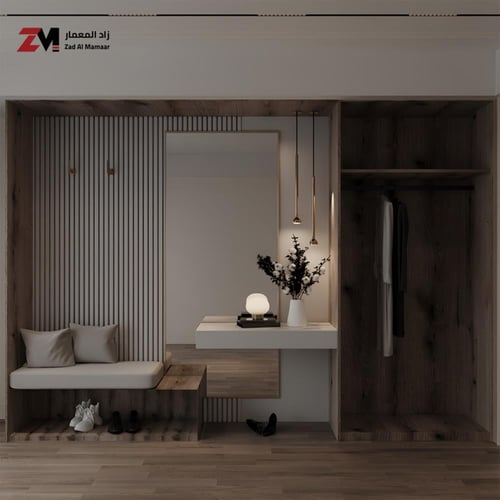 مدخل جداري مع خزانة تعليق العبايات