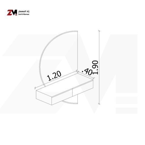 تسريحة بدرجين و مرايا نصف دائرة جدارية